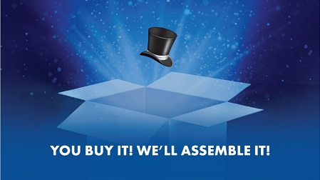 Image with magic hat that says "You buy it we'll build it"