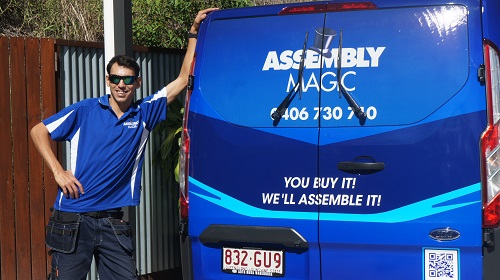 Technician - Shaun at the rear of his Assembly Magic vehicle
