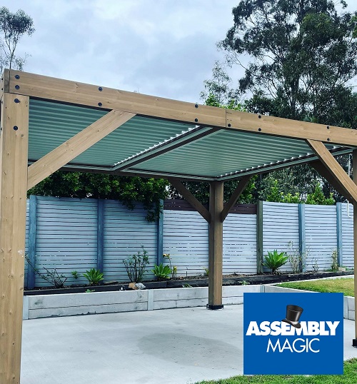 A large Gazebo with Assembly Magic logo in bottom right corner