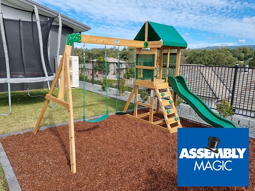 Large Playground/Cubby House with Assembly Magic logo in bottom right corner