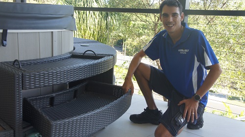 Outdoor spa surround assembled by Assembly Magic