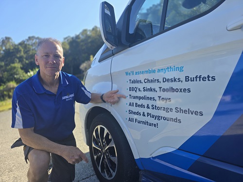 Technician - Robert, pointing to his services.