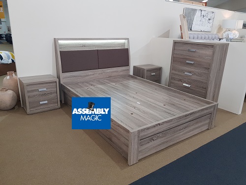 a complete bedroom setup with Assembly Magic logo